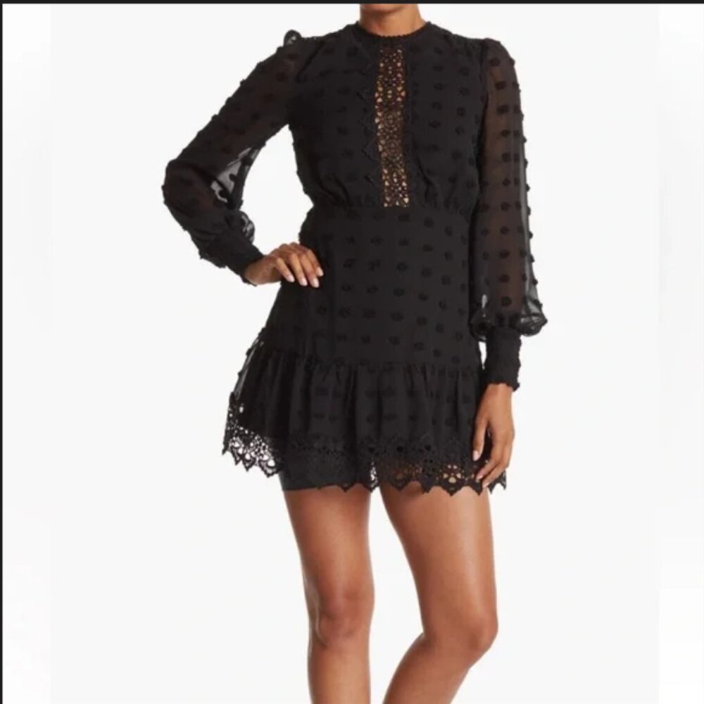 Nordstrom 2XL Black Lace Dress – Sheath, Long Sleeve, Short